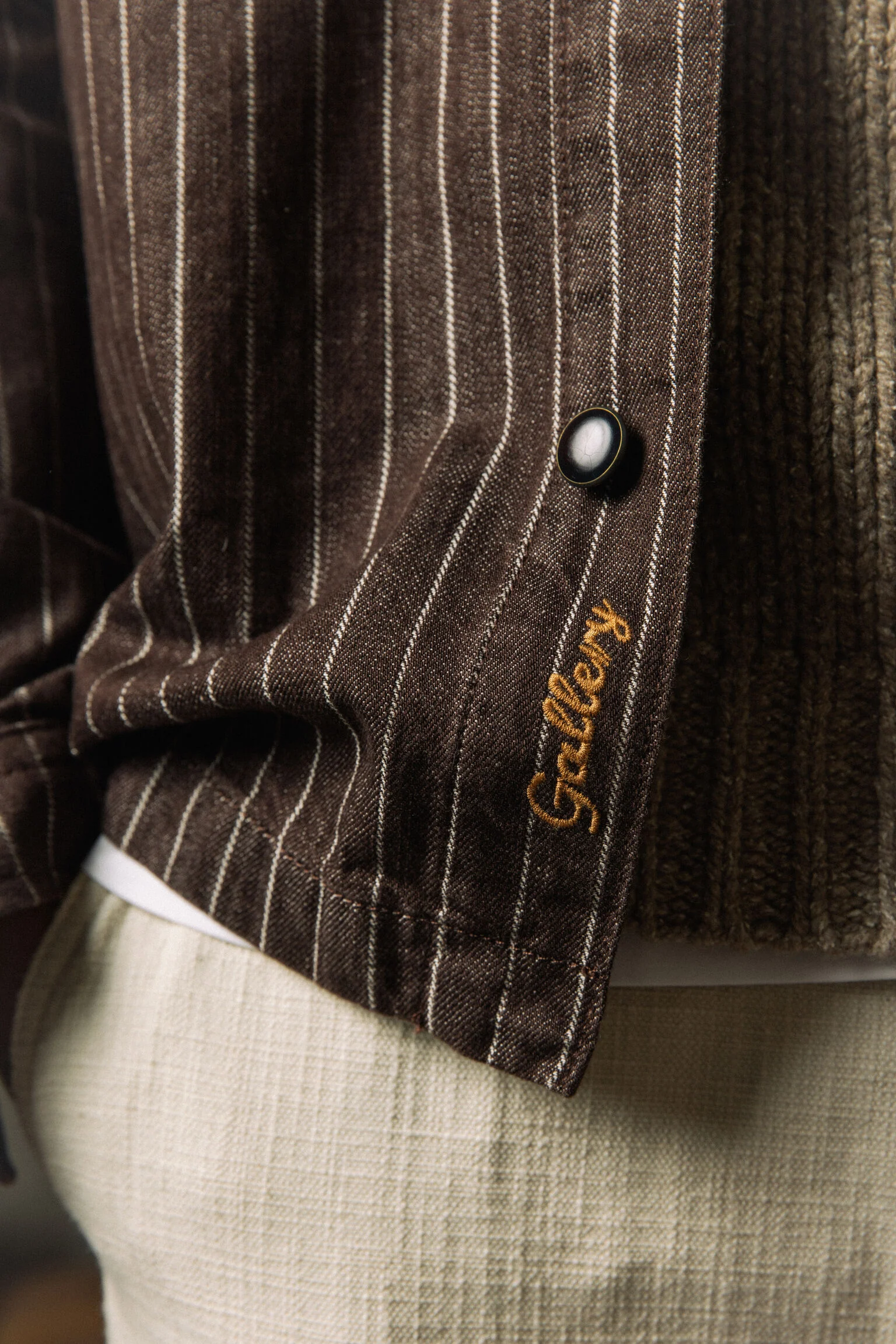 MMGMatteo Brown Stripe Overshirt - Image 2