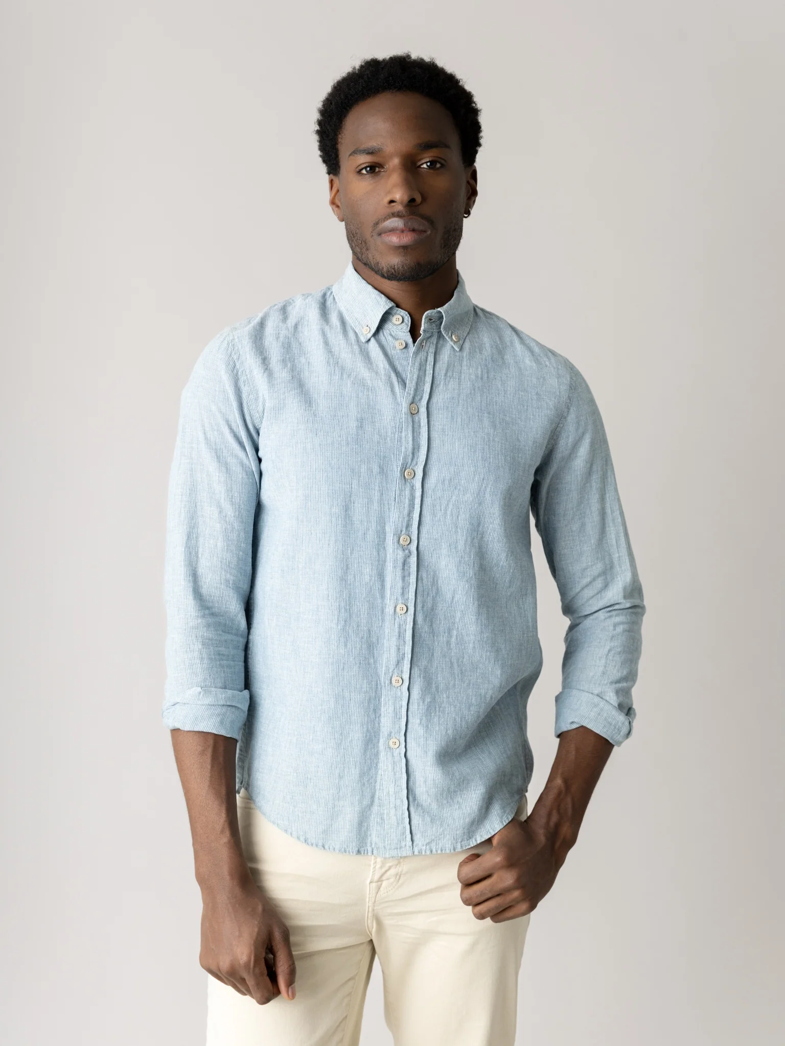MMGTheo Linen Fine Stripe Shirt - Image 5